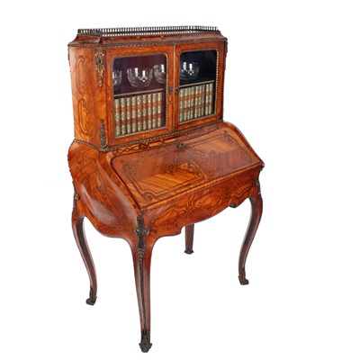 Lot 475 - A Victorian kingwood and parquetry bureau cabinet