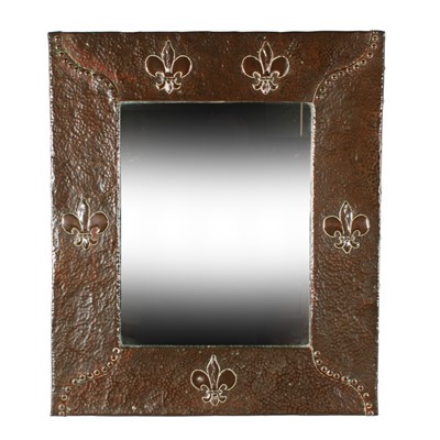 Lot 341 - A copper Arts & Crafts framed wall mirror