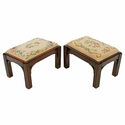 Lot 480 - A pair of Chippendale style foot stools