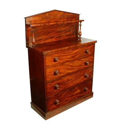 Lot 491 - A very unusual Victorian mahogany gallery backed narrow chest of drawers