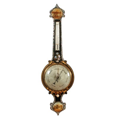 Lot 294 - A Victorian black lacquered barometer