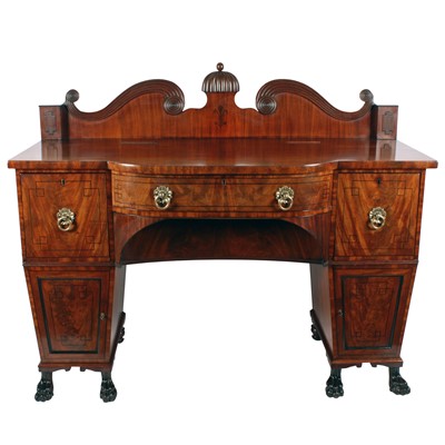 Lot 510 - A Regency mahogany bowfront pedestal sideboard