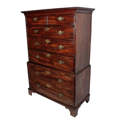 Lot 516 - An early George III mahogany secretaire chest on chest