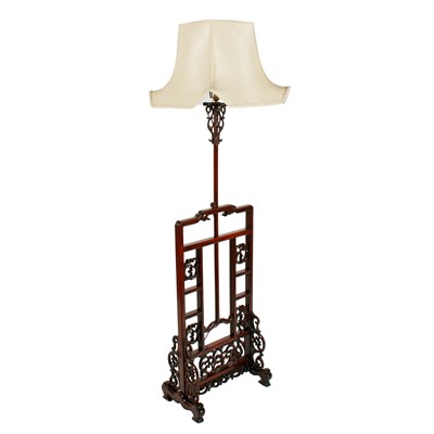 Lot 296 - An early 20th Century Chinese carved rosewood standard lamp