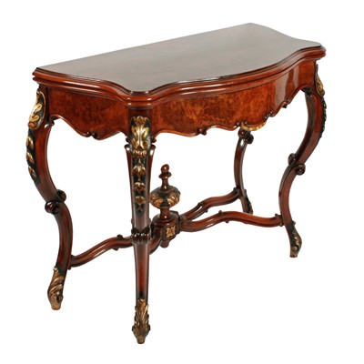 Lot 524 - A fine late 19th Century continental walnut and burr walnut serpentine card table