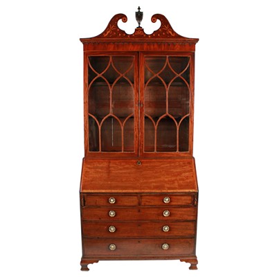 Lot 531 - A George III mahogany bureau bookcase in Hepplewhite style