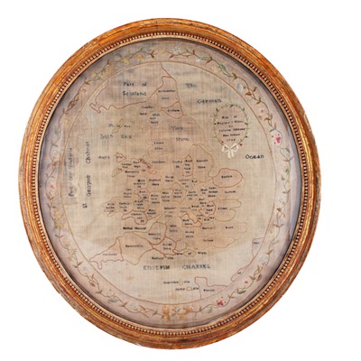 Lot 173 - A George III oval needlework map of England and Wales