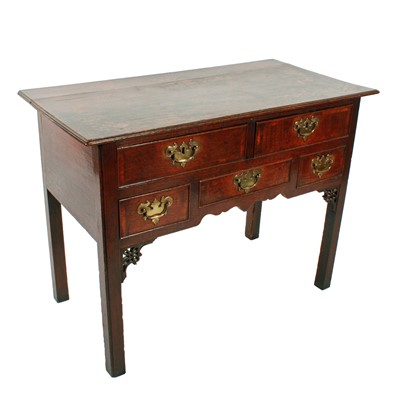 Lot 540 - A George III oak and walnut banded low boy