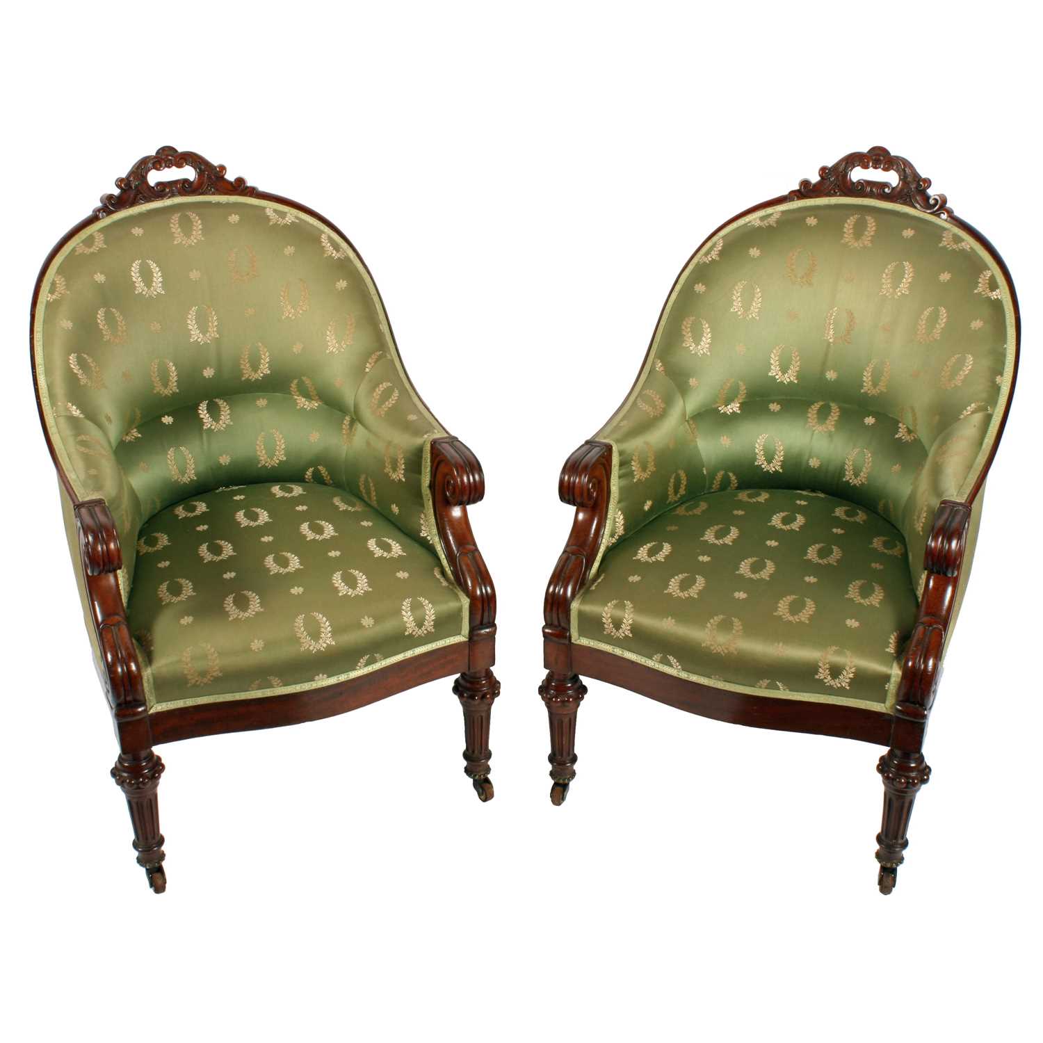 Lot 548 - A pair of late Georgian mahogany library armchairs