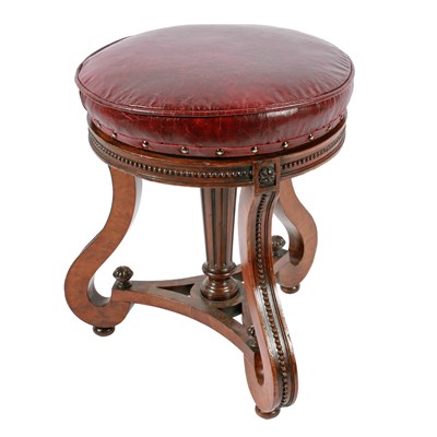 Lot 554 - A Victorian walnut adjustable piano stool