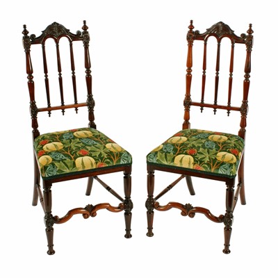 Lot 563 - A pair of mid-19th Century rosewood high back chairs; and a pair of Georgian mahogany chairs