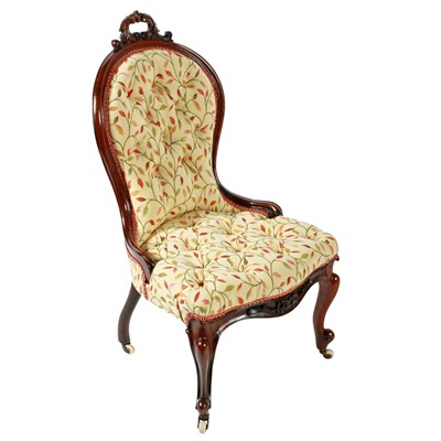 Lot 577 - A Victorian rosewood upholstered button-back lady's chair