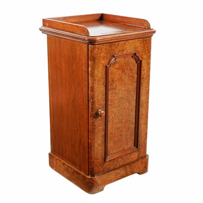 Lot 590 - A Victorian burr walnut bedside cabinet by John Taylor & Son of Edinburgh