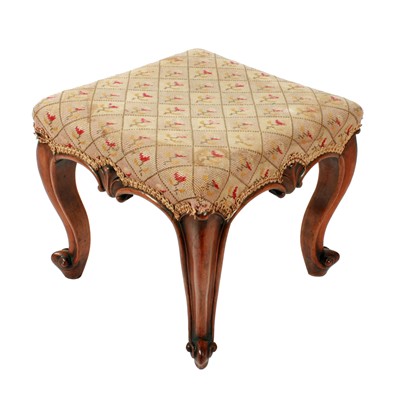 Lot 591 - A Victorian walnut needlework stool