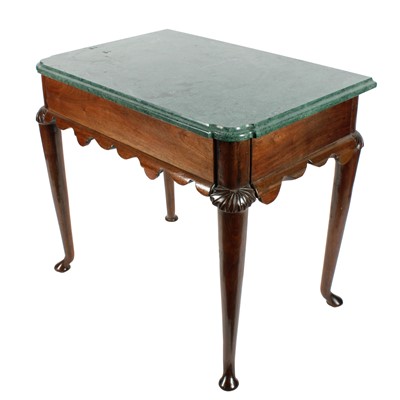 Lot 607 - A George II walnut console table, with later marble top