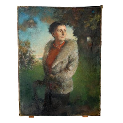 Lot 150 - Henry John Lintott - A portrait is of a lady in a fur or wool jacket | oil