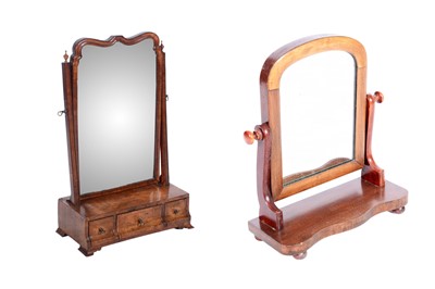 Lot 377 - A mid-18th Century swing framed toilet mirror; and a Victorian mahogany dressing table mirror