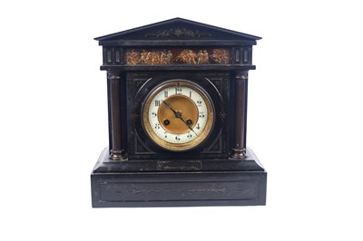 Lot 286 - A French late 19th Century black slate mantel clock