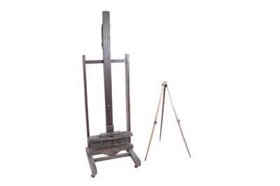 Lot 191 - An oak artist easel; and another vintage softwood artist easel