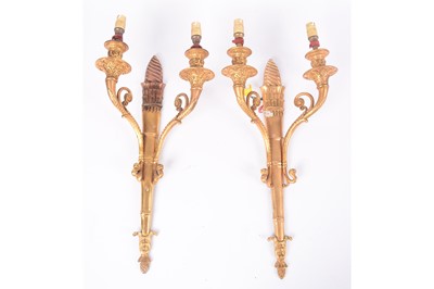 Lot 308 - A pair of 20th Century Ormolu wall lights in the Regency style