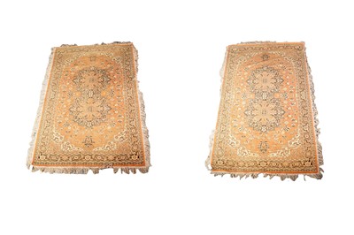 Lot 268 - A pair of Turkish design fawn rugs