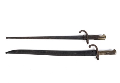 Lot 247 - A French 1874 model Gras rifle bayonet; and another