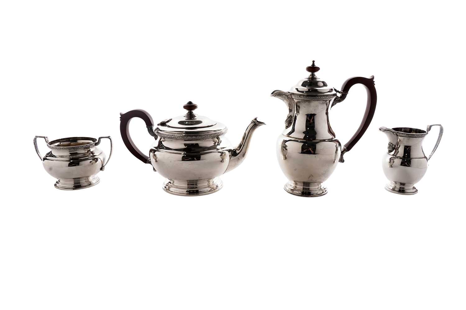 Lot 25 - A World War II period silver four-piece tea set