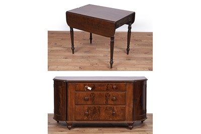 Lot 4 - A Victorian mahogany breakfront sideboard; and a Georgian mahogany Pembroke table