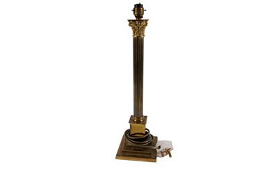 Lot 349 - A brass Corinthian column lamp base