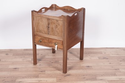 Lot 128 - A Century George III inlaid mahogany tray top pot cupboard