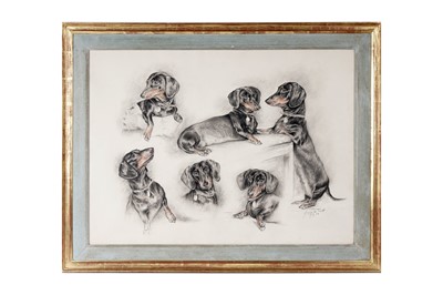 Lot 980 - Xavier De Poret - The Postures of a Dachshund | pastel