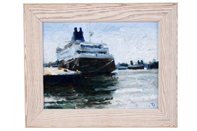 Lot 287 - Tom Bennett - Big Ships on the Tyne | acrylic