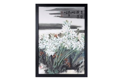 Lot 891 - Chen Minfen - Orchards blossoming in the spring | watercolour