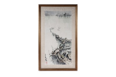 Lot 892 - Zhan Hong - Chinese estuary scene | watercolour