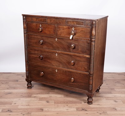 Lot 112 - A late Georgian mahogany and banded chest of drawers