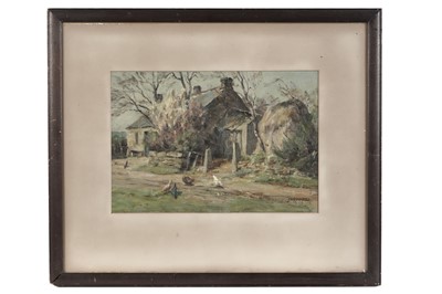 Lot 117 - James Riddel RSW ARSA - Farm Cottage and Hayrick | oil