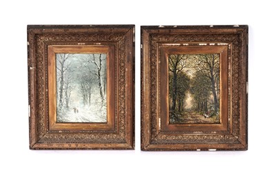 Lot 1683 - E. Hodgson - Summer and Winter; a pair of seasonal landscape views | oil