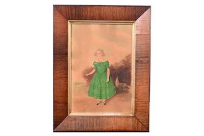 Lot 145 - A young girl in green dress | watercolour