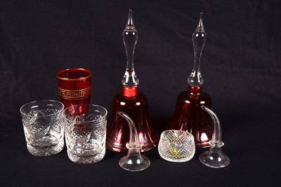 Lot 93 - A pair of Edwardian cut-crystal tumblers; and a selection of Victorian and later glass ware