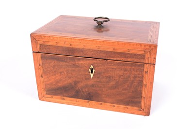 Lot 434 - A Georgian mahogany and feather banded tea caddy