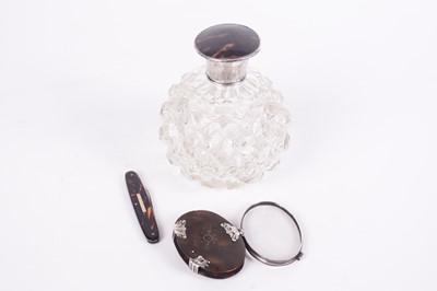 Lot 238 - An early 20th Century cut-glass toilet jar and other items