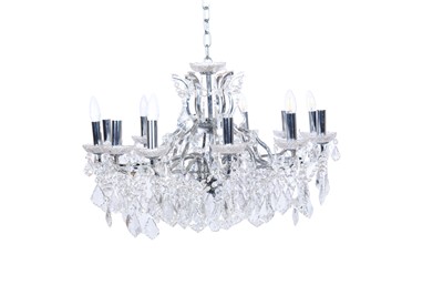 Lot 312 - A modern French style steel and cut-glass twelve-branch chandelier