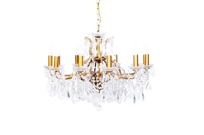 Lot 313 - A modern French style gilt painted metal and cut-glass twelve-branch chandelier