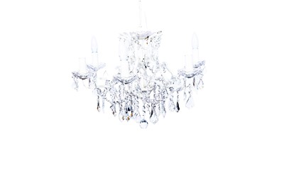 Lot 315 - A modern French style metal and cut-glass six-branch chandelier