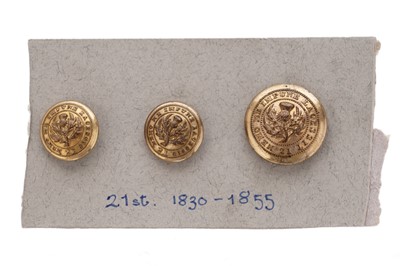 Lot 166 - A set of three 21st (Royal North British Fusilier) Regiment of Foot buttons