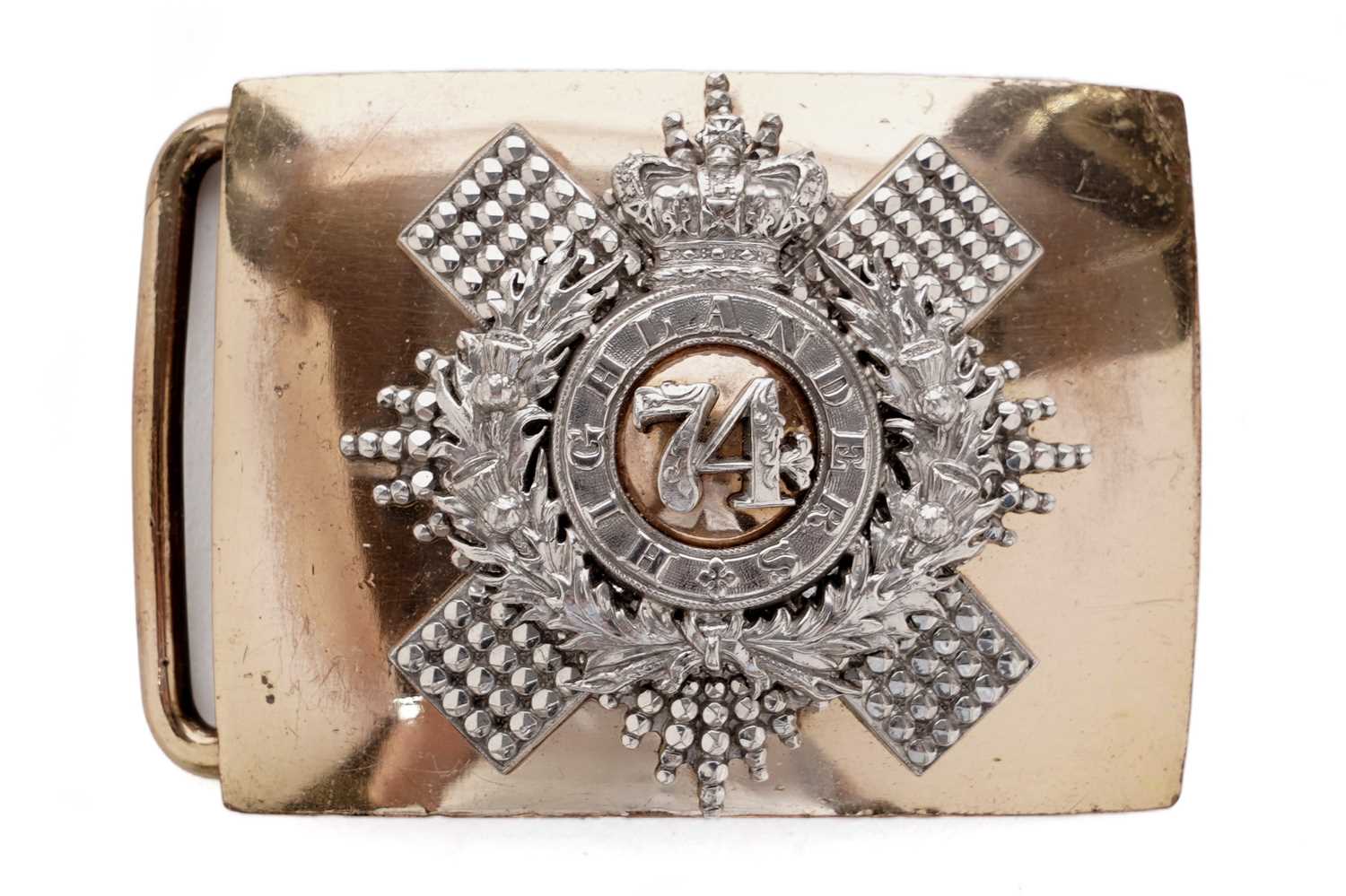 Lot 177 - Victorian 74th (Highland) Regiment of Foot Officers waist or dirk belt plate