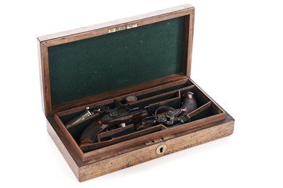 Lot 226 - A fine and rare cased pair of diminutive Bavarian percussion pocket pistols by J. Adam Kuchenreuter