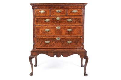 Lot 1420 - A George II and later walnut chest on stand