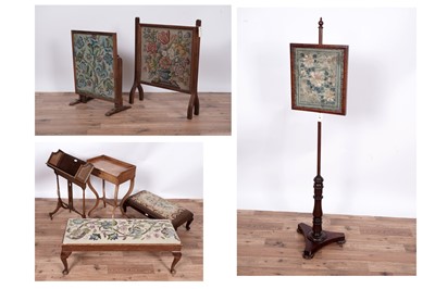 Lot 135 - An early20th Century inlaid mahogany book trough/stand; and other items