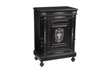 Lot 1423 - A mid-19th Century Italian ebonised and ivory inlaid side cabinet